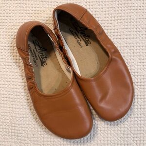 Aintap Tan Leather Womens Ballerina Barefoot Shoes Flats Size 39